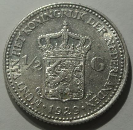 1929-Netherlans-1/2-Gulden